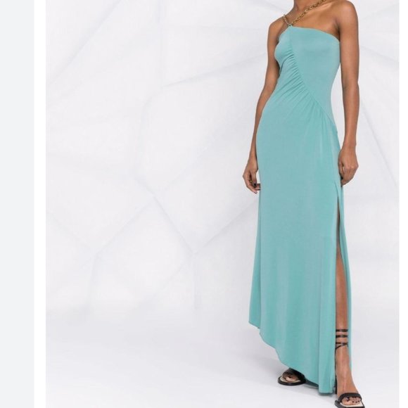 Pale blue chain-link halterneck evening dress from PINKO - Picture 1 of 7